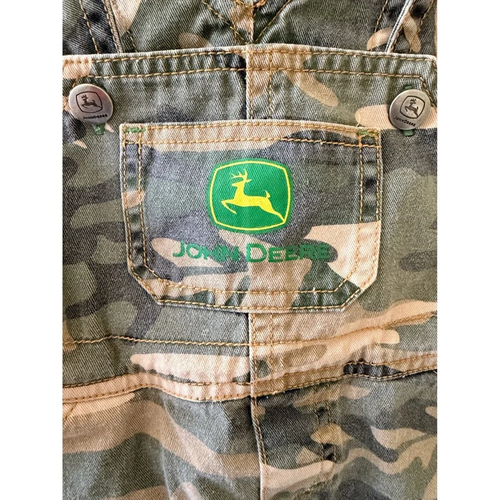 John Deere Baby Boys Camo Overalls 100% Cotton Camouflage Bibs 6/9M